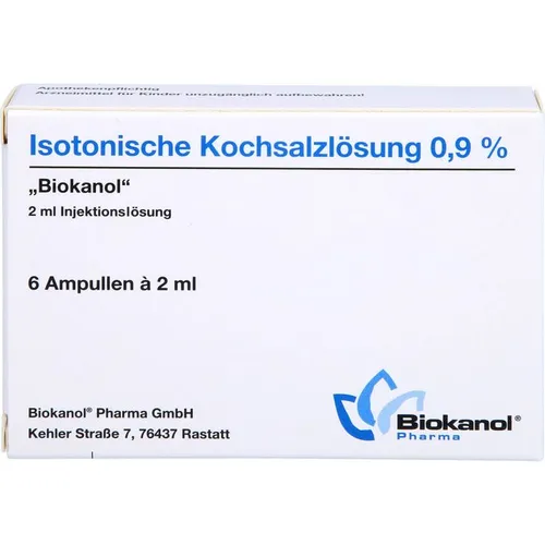 Isotonische Kochsalzlösung 0.9% Biokanol 12 ML - Arzneimittel zur Verdünnung von Medikamenten, ideal für medizinische Anwendungen. Sicher und verträglich, wird unter ärztlicher Aufsicht verabreicht.