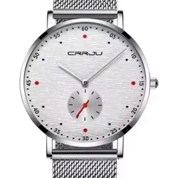 MicLee Herren Uhr, Analog Chronograph, Wasserdicht, Quarz, Edelstahl Milanaise Mesh Band, Verstellbar, Silber