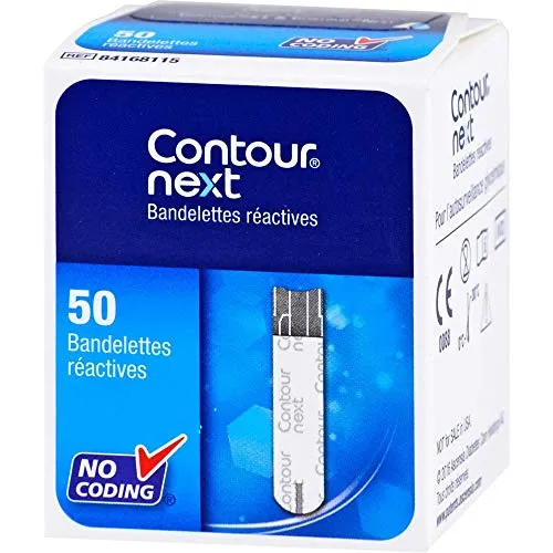 Contour Next Sensoren Teststreifen 50 St - Blutzuckermessgeräte - Hochstabile Teststreifen für Contour XT und Next Geräte, 24 Monate haltbar und ideal für präzise Messungen unter verschiedenen Bedingungen.