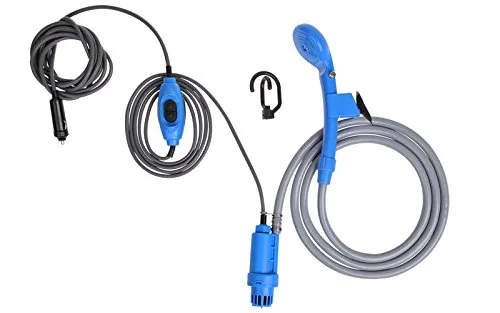 wellenshop Mobile tragbare Dusche mit Wasser-Pumpe 12 V Campingdusche Tauchpumpe Borddusche Bootsdusche Caravan Wohnmobil Wohnwagen Camping