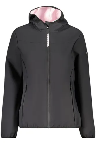 Damen Softshell-Jacke Schwarz mit Kapuze und Kontrastdetails - XL - Elegante Damen Softshell-Jacke in Schwarz mit Kapuze und stilvollen Kontrastdetails. Ideal für Outdoor-Aktivitäten, bietet sie Komfort und ausreichend Stauraum durch 2 Außentaschen. Material: 100 % Polyester.