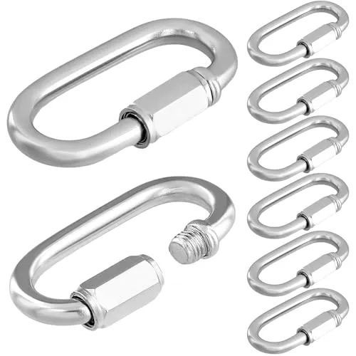 QWORK® 8 Stück M6 Federschnappclip mit Verschluss - Edelstahl 304 - Robuster Schraubverbinder bis 280 kg - Zubehör für Kette, Schlüsselanhänger und mehr