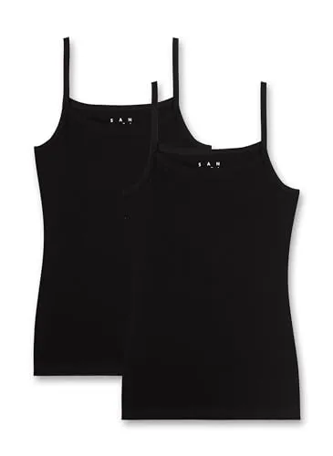 Sanetta Mädchen-Unterhemd Doppelpack Schwarz - Hochwertige Baumwolle - Unterhemden für Mädchen - Bequeme und hautfreundliche Unterhemden aus nachhaltigem Baumwollmix, ideal für jeden Tag und perfekt für Komfort und Style.