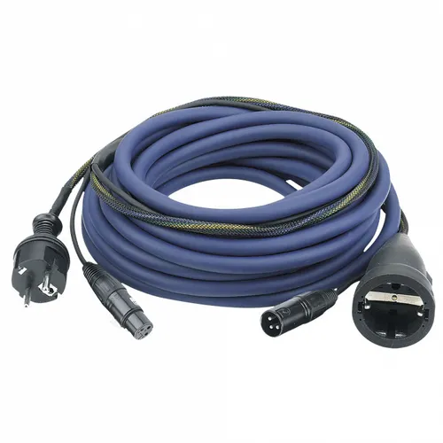 DAP FP-09 AUDIO Power/Signal Kabel 10m - Diverse D: Ideal für Aktiv-Boxen, bietet eine kompakte Lösung mit Schutzkontakt und XLR-Anschlüssen für optimale Signalübertragung.