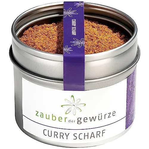 Zauber der Gewürze Curry scharf – Curry Pulver mit leichter Schärfe, ideal zum Verfeinern von Curry-Gerichten, Geflügel und Gemüse, 50 g