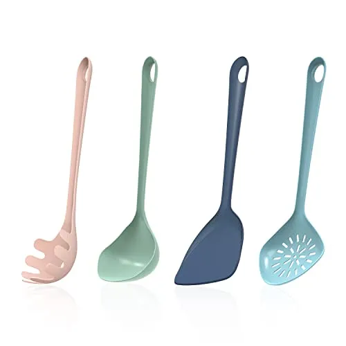 Empava küchenhelfer Set of 4 - (Pfannenwender, Suppenkelle, Schöpflöffel, Spaghettilöffel) küchenutensilien, Pfannenwender Kunstoff, Schöpfkelle, Schaumkelle, Spaghetti Löffel, küchenhelfer