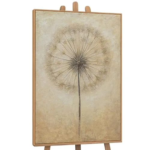 YS-Art Leicht luftige Blume Acryl Gemälde auf Leinwand mit Rahmen Schöne Bilder handgemalt Wandbild Wohnzimmer Moderne Wohndekor echtes Kunstwerk 140x100 cm