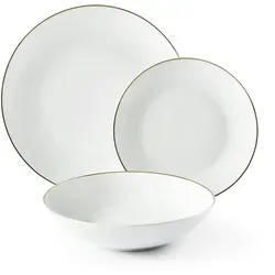 Excelsa Geschirrset 18-Teiliges Golden Porzellan Weiß - Elegantes 18-teiliges Tafelservice aus hochwertigem Porzellan mit goldenen Akzenten, ideal für stilvolle Anlässe und besondere Momente.