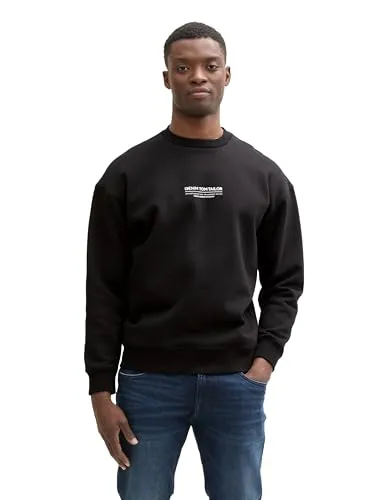TOM TAILOR Denim Herren Sweatshirt 1045579, Schwarz XXL - Stylisches langärmliges Sweatshirt mit optimaler Passform und hohem Tragekomfort - ideal für lässige Looks in der Freizeit.