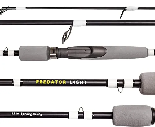 FISHN® Predator Light 1,98m 15-45g - Angelrute - Spinning Rod - Sicherheitsrute - Direktübertragung zum Angeln von Hecht, Zander, Barsch, Forelle
