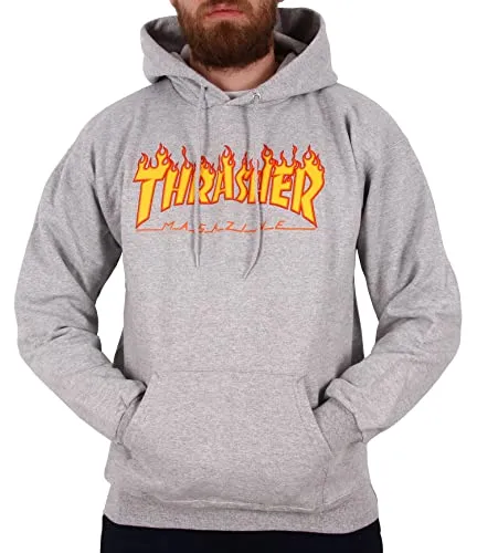 Thrasher Flame Hoodie grey mottled Gr. L