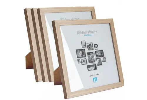M MERCEO Bilderrahmen, 4er Set 20x20cm Bilderrahmen in natur (MDF, Acrylglas, aufstellbar)