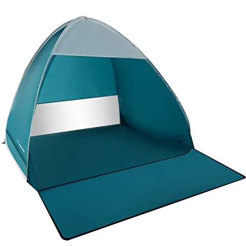 Strandzelt Pop Up für 2 Personen – UV- und Windschutz 150x120x110 cm - Zelt für 2 Personen mit Pop-Up-Funktion, UV-beständig und windgeschützt. Ideal für den Strand oder Camping, leicht und tragbar mit praktischer Tragetasche.