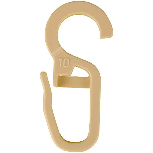 Bestlivings Faltenlegehaken im 10er Pack, Faltenhaken für Gardinenringe mit bis zu Ø 9 mm (Stärke) in der Farbe: Beige
