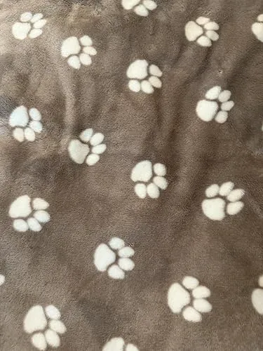 MATE FOR DOGS Kuscheldecke mit Hundepfoten-Muster, 150x190 cm, Grau-Anthrazit, Flauschige Decke für Haustiere (beige)