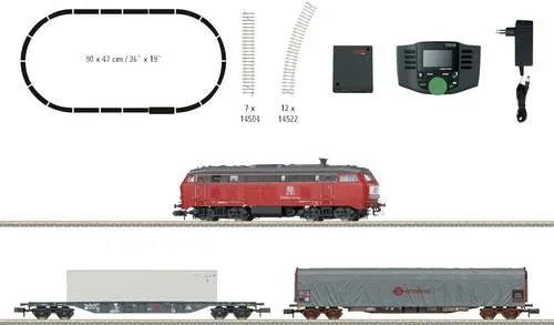 MiniTrix 11161 N Startpackung Güterzug - Startpackung & Zugsets mit Mehrzwecklokomotive 218 der Railsystems RP GmbH, inklusive Digital-Decoder und Geräuschgenerator für ein realistisches Spielerlebnis.