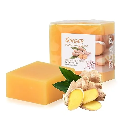 PCS Naturseife Stück Ingwer Seife Natürlich Biologisch 100g Feste Seifen Handgemacht für Haut Haare Körper Gesicht, Ginger Bar Soap für Baden Duschen Waschen 2