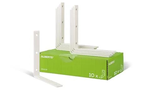 Alberts 847869 Balkenwinkel | Schmal & Robust | 10er Set - Schmaler Balkenwinkel aus zinkphosphatiertem Stahl mit weißer Kunststoffbeschichtung. Ideal für präzise Verbindungen und einfache Montage. Perfekt für vielfältige Projekte.