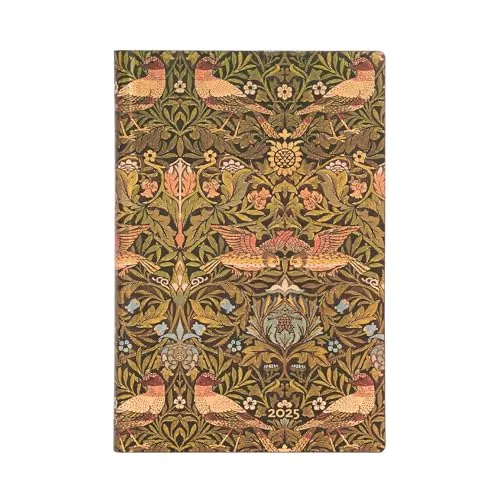 Paperblanks 12-Monatskalender 2025 Flexi Morris Vögel Mini Horizontal