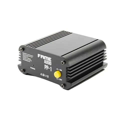 Fame Audio PP-1, Phantomspeiseteil, Externe Stromversorgung für Mikrofone und Geräte, 1 Kanal, 48V, Hochwertige Komponenten