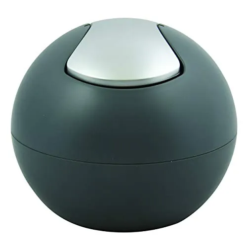 Spirella Kosmetikeimer 1 Liter Abfalleimer Schwingdeckeleimer Tischabfalleimer Bowl Grau matt, Polystyrol, Gris Mat