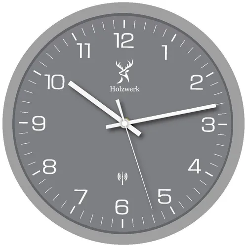 Holzwerk FRIEDBERG (FUNK) Holz Wanduhr 30 cm in grau von Holzwerk