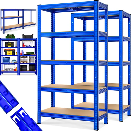 DeubaXXL DE Schwerlastregal 2er-Set Blau 180x90x40cm - Robuste Schwerlastregale für vielseitigen Stauraum! Ideal für Werkzeuge und Vorräte. Stabil durch pulverbeschichteten Stahl und 5 MDF-Böden mit je 175 kg Tragkraft. Perfekt für Keller, Wohnung oder Werkstatt.