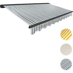Elektrische Kassetten-Markise T122 4x3m Grau/Weiß mit Fernbedienung