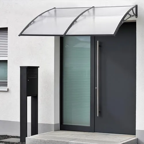 [en.casa] Vordach für Haustür Mellerud 300 x 100 cm - Pavillon mit elegantem Rundbogendesign, bietet zuverlässigen Witterungsschutz vor Regen und Schnee und ist einfach zu montieren.