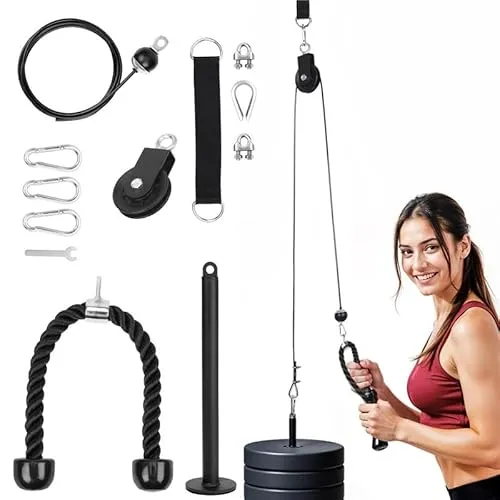 Belle Vous Seilzug Fitnessgerät für Zuhause – Kabelzug mit Latzug Griff & Belastungsstift, DIY Kabelmaschine für LAT Pull Down, Trizeps, Bizeps Curl & Armtraining