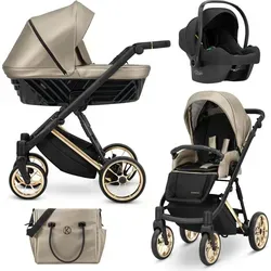 Kunert IVENTO PREMIUM 3in1 Kinderwagen in Braun mit Goldrahmen