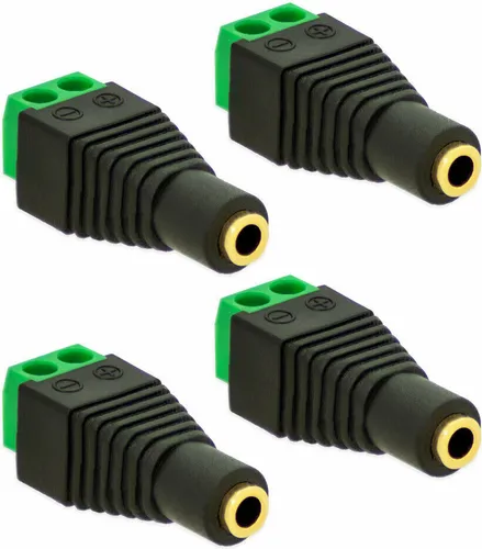 4X Klinken Buchse 3,5mm Adapter > Terminal Block 2-Pin Schraub Klemmen Vergoldet