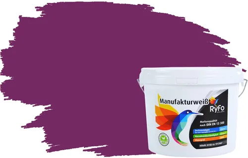 RyFo Colors Wand- und Deckenfarbe Manufakturweiß Violetttöne, 1 L reicht für ca. 8 m², Deckkraft-/Nassabriebklasse 1, matt, atmungsaktiv, für Innenräume