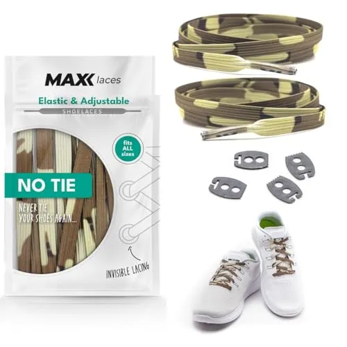 MAXX laces – Flache elastische Schnürsenkel ohne Binden mit Invisible Lacing System – Flexible Gummischnürsenkel für Alltag, Sport, Kinder, Senioren – Einstellbar & haltbar, 30+ Farben
