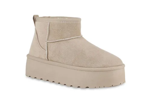 VAN HILL 840733 Plateaustiefelette Damen Warm Gefütterte Plateau Boots Bequeme Profi-Sohle