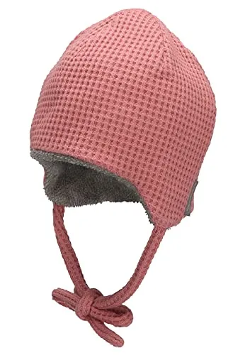 Sterntaler Baby Mädchen Beanie Mütze - Waffeloptik, Kinderbeanie aus Viskose mit Bindeband - Rosa, 43
