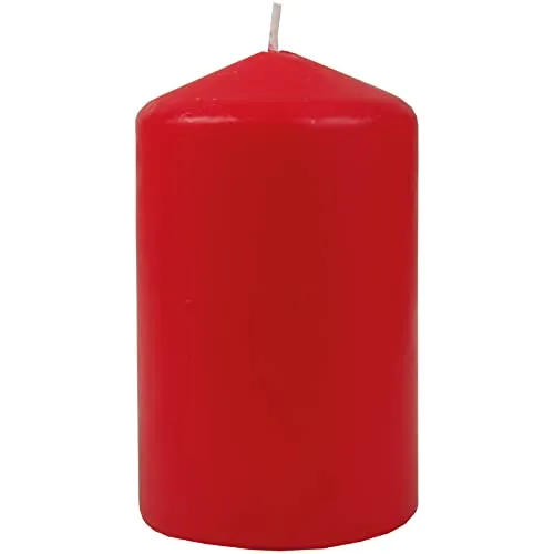 HS Candle Wachskerzen Rot Stumpenkerzen Ø6cm x 10cm - Kerze in vielen Farben, Lange Brenndauer - Hergestellt in EU - Kerzen Blockkerzen - Wachs