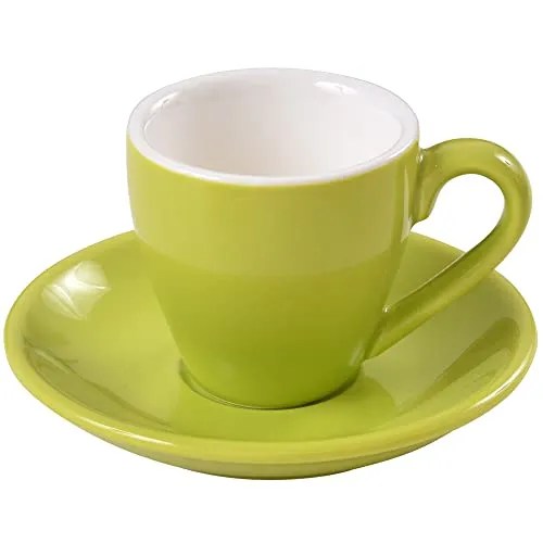 ionEgg Kaffeetasse aus Porzellan mit Untertasse, Espressotasse, 80 ml, grün