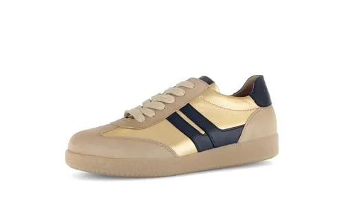 Gabor Damen Low-Top Sneaker – Komfortable Halbschuhe in Caramel/Gold - Damen-Sneaker mit Best Fitting für optimalen Tragekomfort, ideal für Freizeit und Business. Hochwertiges Lack-Obermaterial und bequeme TR-Sohle.