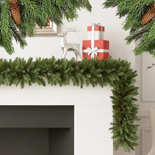 Künstliche Tannengirlande 270 cm mit echten Zapfen - Festliche Tannengirlande für eine stimmungsvolle Weihnachtsdekoration. Mit echten Zapfen und einer Höhe von 270 cm bringt sie festlichen Glanz in Ihr Zuhause.