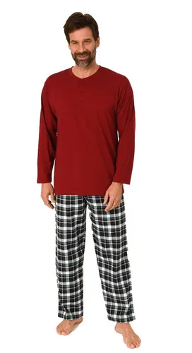 Normann Pyjama Normann Herren Schlafanzug lang, Pyjama mit karierter Flanell-Hose