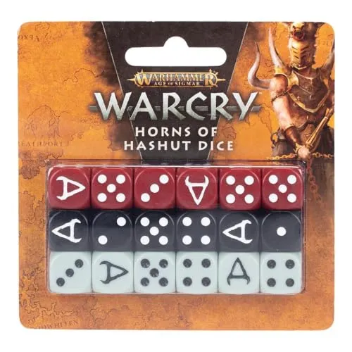 Warcry Horns of Hashut Dice Set - 40K Miniaturen, speziell gestaltete Würfel für Warcry-Spiele, ideal für strategische Spieler und Sammler.