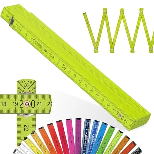 Metrie™ BL52-1 x Klapp-Lineal aus Holz, 2 m lang, Skala mit | Duplex-Skala