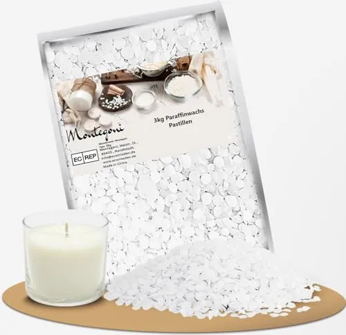 Montegoni reines Paraffinwachs für Kerzen 3kg – Hochwertiges Wachsgranulat zum Gießen - Hochwertiges Paraffinwachs für kreative Projekte: Unsere Wachsgranulate garantieren eine saubere und gleichmäßige Schmelze. Ideal für das Kerzengießen und vielseitig einsetzbar für DIY-Arbeiten.