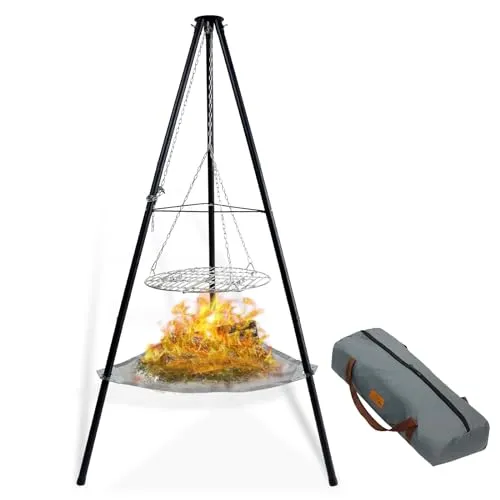 CCLIFE Schwenkgrill mit Backblech und Feuernetz - Backblech für Grillen im Garten oder beim Camping, inklusive Feuernetz für sicheres Grillvergnügen und vielseitige Nutzung.