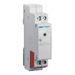 Hager Fernschalter 1S 8 bis 24V EP411 - Spannungsprüfer mit elektronischem Fernschalter für 8 bis 24V AC/DC, ideal für die Impulssteuerung von Beleuchtung bis 16 A und bietet galvanische Trennung für Sicherheit.