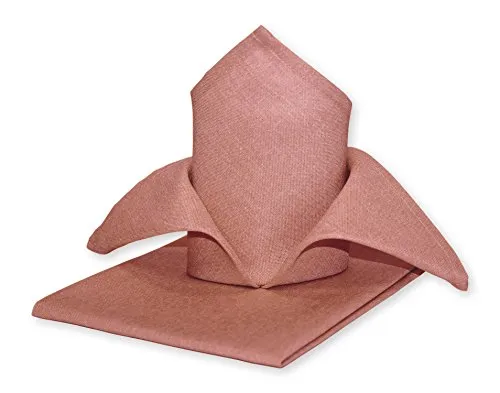 Haus und Deko Stoffservietten 4er Pack Struktur Leinen-Optik bügelfrei 50x50 cm Servietten #1239 (Altrosa)