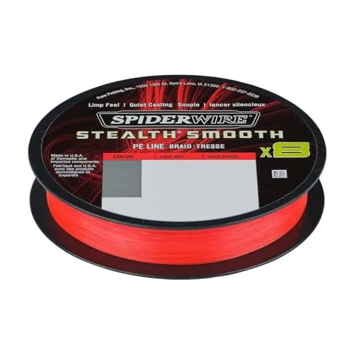 Spiderwire Stealth Smooth 8 New 2020, 8-Fach geflochtene Schnur mit Mikrobeschichtung, 0,05mm - 0,11mm, rot (300, 0,11mm - 10,3kg)
