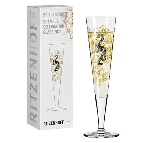 RITZENHOFF Champagnerglas 200 ml - Brillantnacht 2023 mit Echt-Gold - Elegantes Champagnerglas für besondere Anlässe, gefertigt aus hochwertigem Kristallglas mit echtem Gold. Ideal für luxuriöse Momente, geliefert in einer stilvollen Geschenkverpackung.