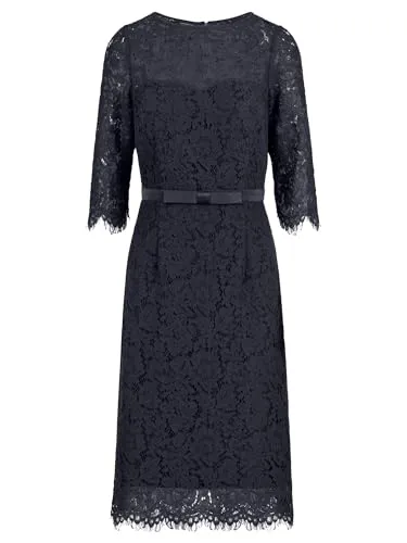 APART Spitzenkleid mit Schleifen-Gürtel, Nachtblau, 46